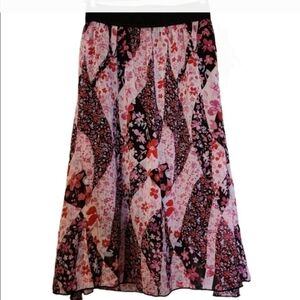 LuLaRoe Lola Floral Patchwork Midi Skirt Size XXS